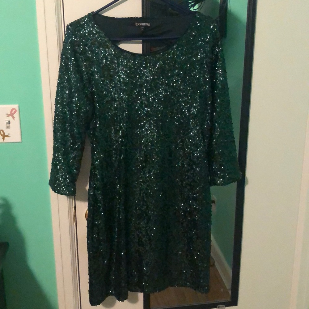 Express green sequin dress